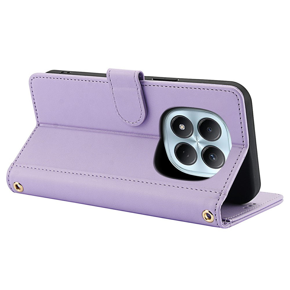 For Xiaomi Redmi Note 15 Pro 5G (Global) Case PU Leather Stand View Phone Wallet Cover with Hand Strap - Purple