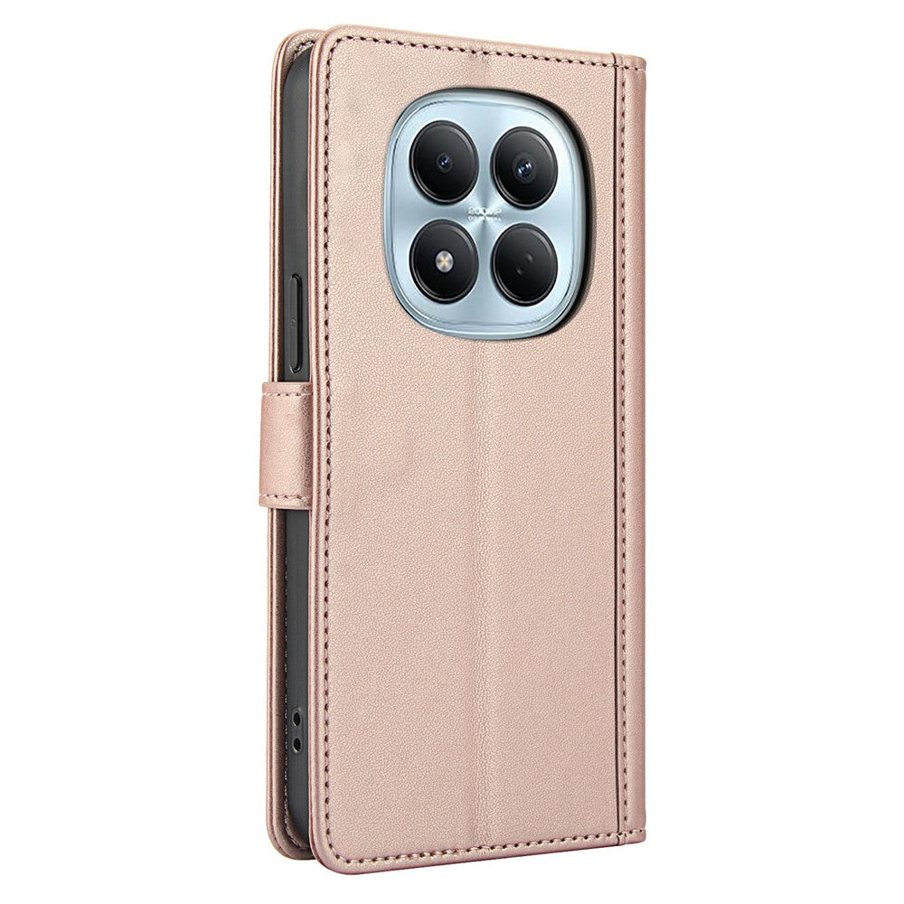 For Xiaomi Poco M8 Pro 5G / Redmi Note 15 Pro+ 5G (Global) Case PU Leather Stand View Phone Wallet Cover with Hand Strap - Pink