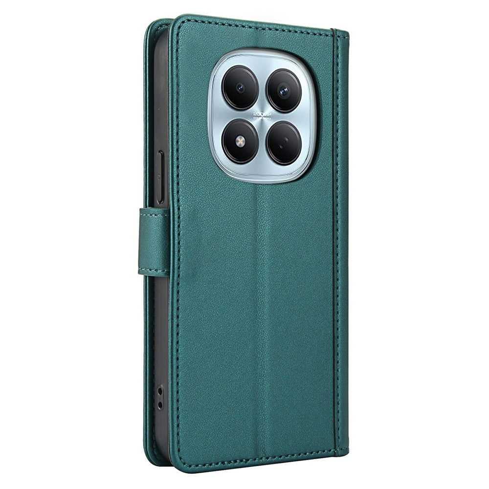 For Xiaomi Poco M8 Pro 5G / Redmi Note 15 Pro+ 5G (Global) Case PU Leather Stand View Phone Wallet Cover with Hand Strap - Green