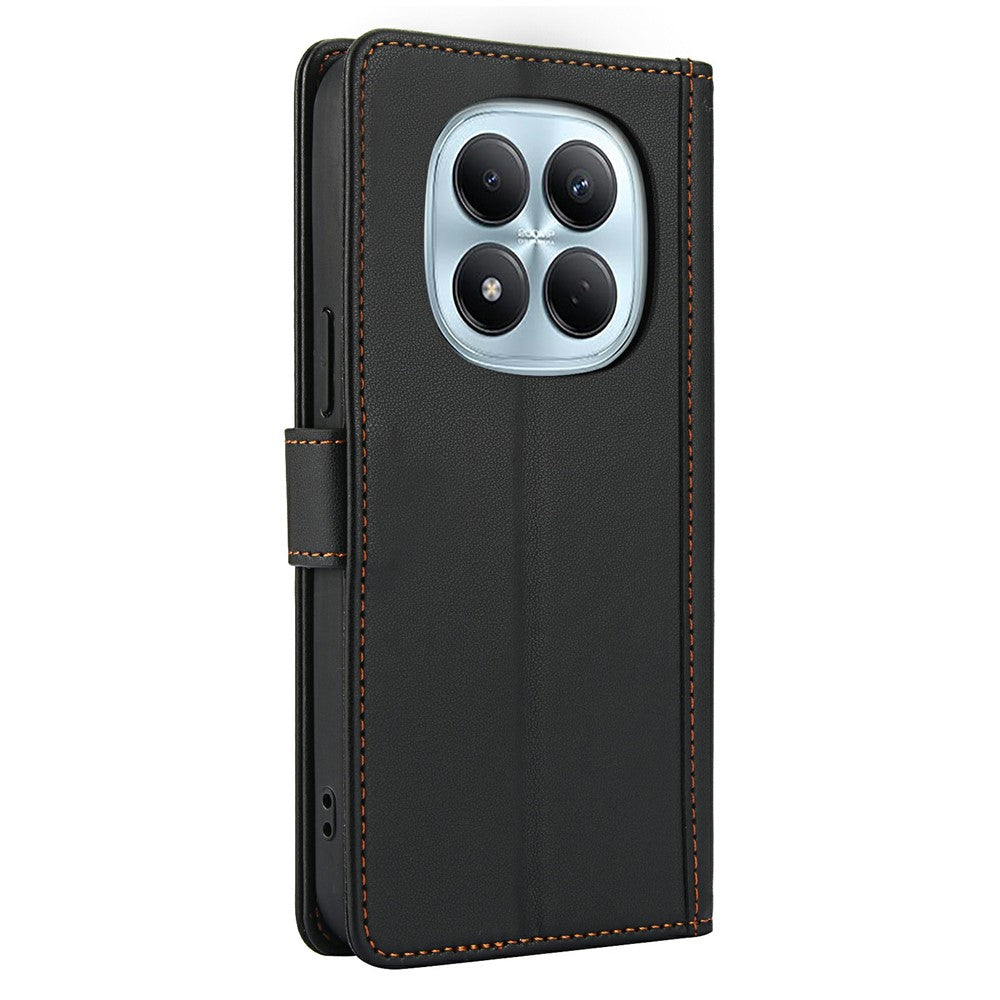 For Xiaomi Poco M8 Pro 5G / Redmi Note 15 Pro+ 5G (Global) Case PU Leather Stand View Phone Wallet Cover with Hand Strap - Black