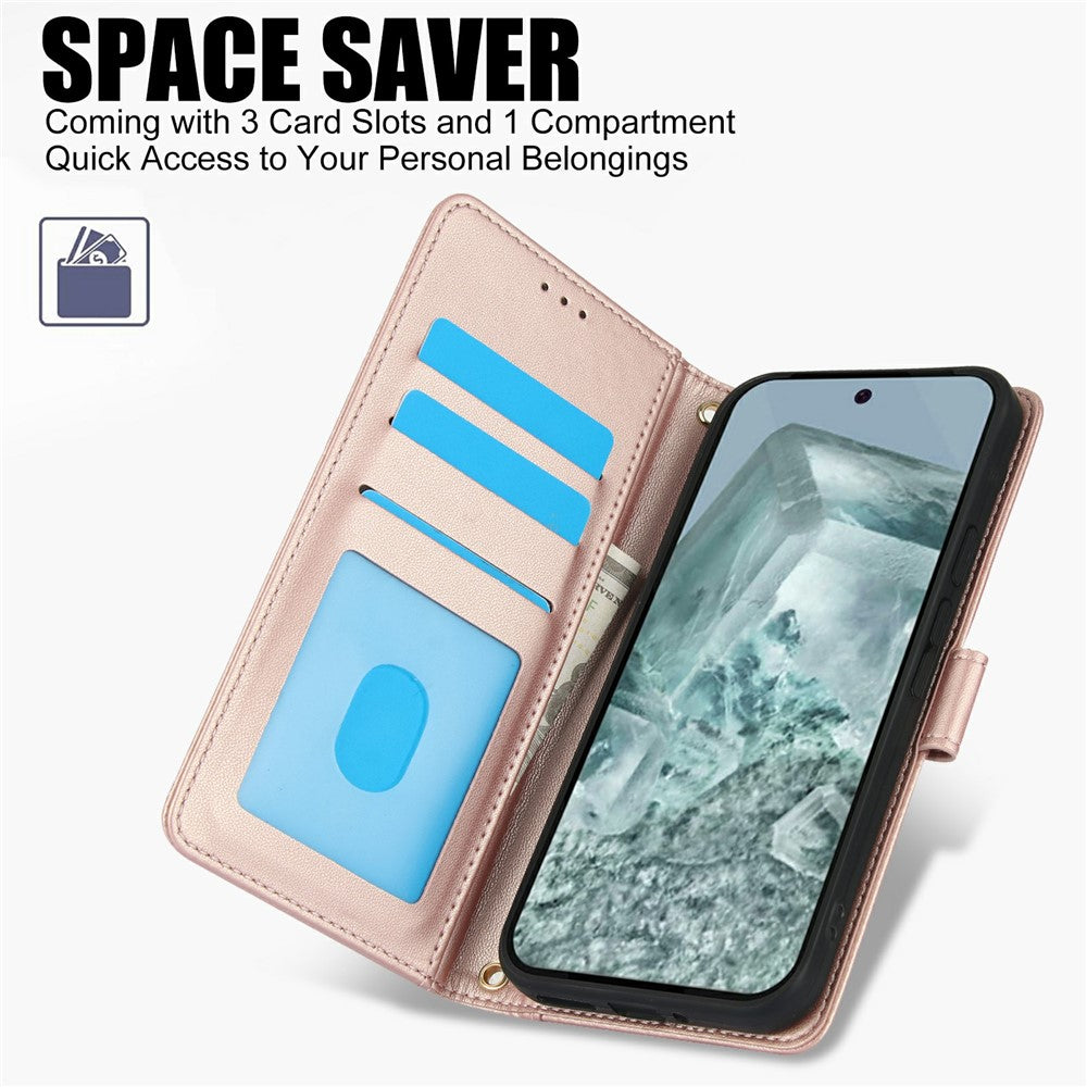 For Xiaomi Poco M8 5G / Redmi Note 15 5G (Global) / 15 4G (Global) Case PU Leather Stand View Phone Wallet Cover with Hand Strap - Pink