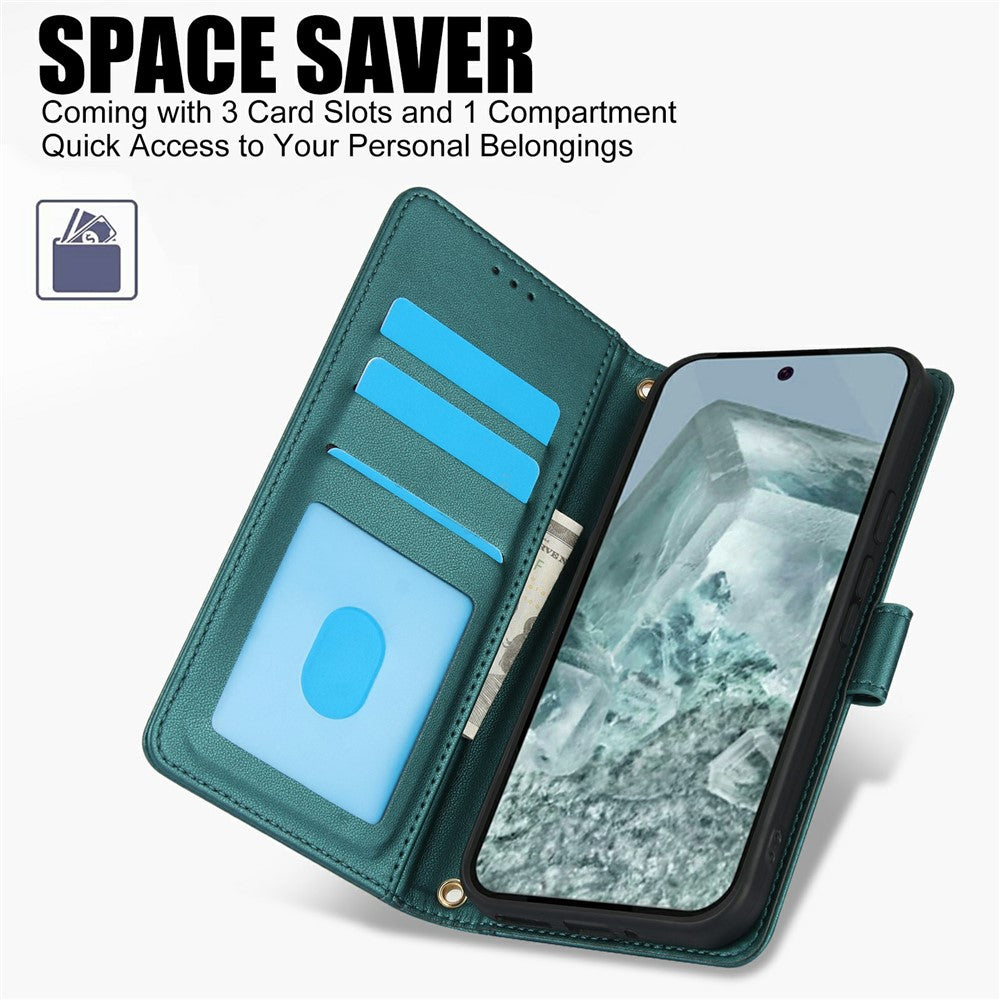 For Xiaomi Poco M8 5G / Redmi Note 15 5G (Global) / 15 4G (Global) Case PU Leather Stand View Phone Wallet Cover with Hand Strap - Green