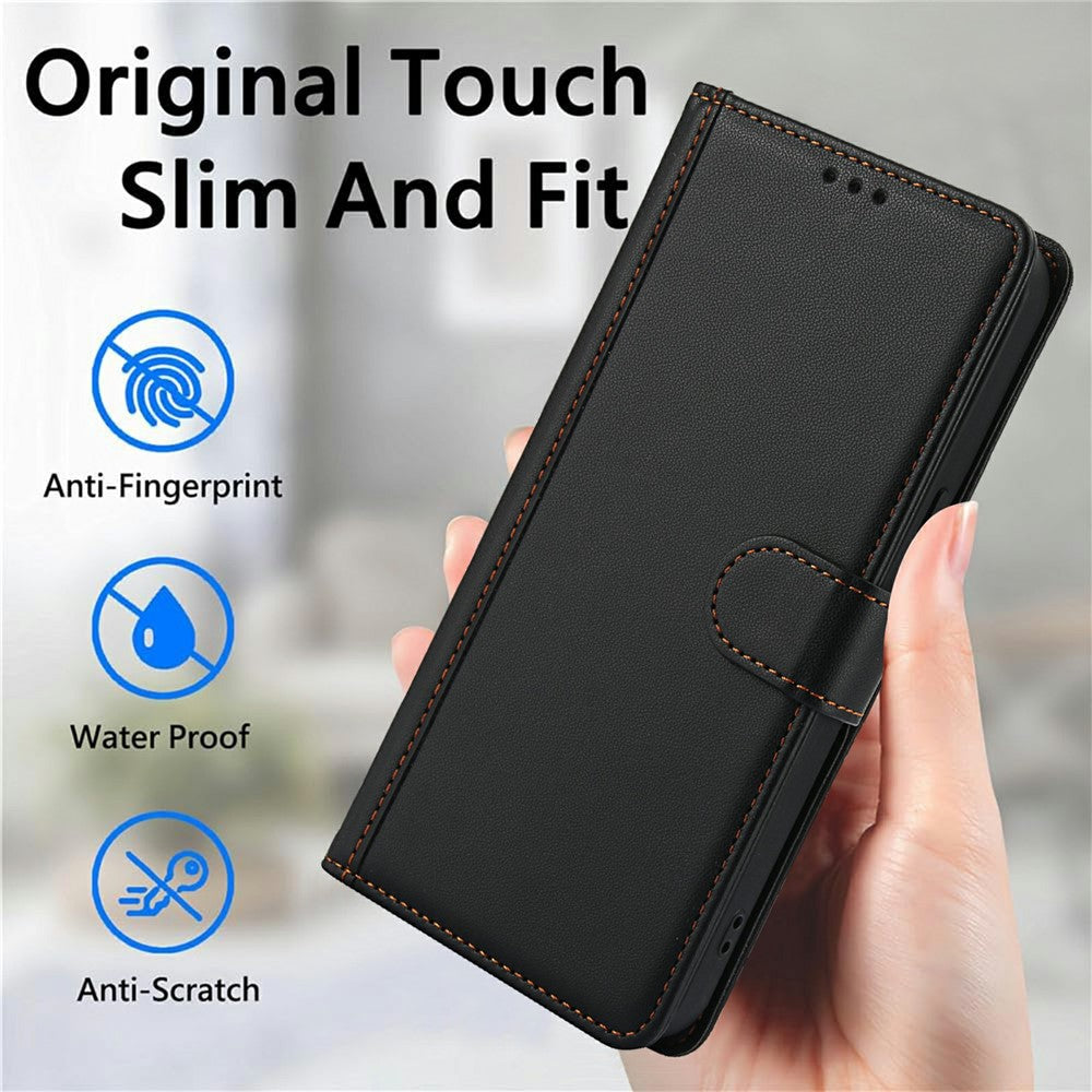 For Xiaomi Poco M8 5G / Redmi Note 15 5G (Global) / 15 4G (Global) Case PU Leather Stand View Phone Wallet Cover with Hand Strap - Black