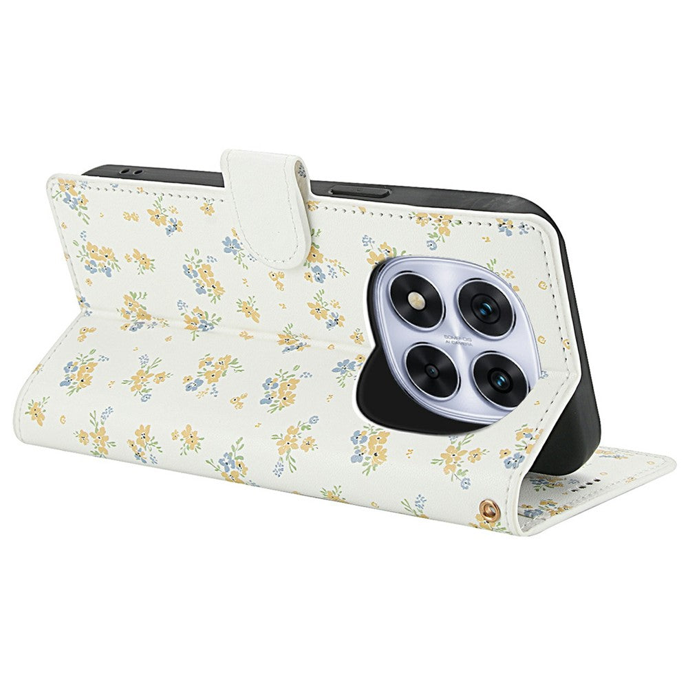 For Xiaomi Redmi Note 15 Pro 5G (Global) Wallet Case Rhombic Floral Design Leather Flip Phone Cover with Strap - A5