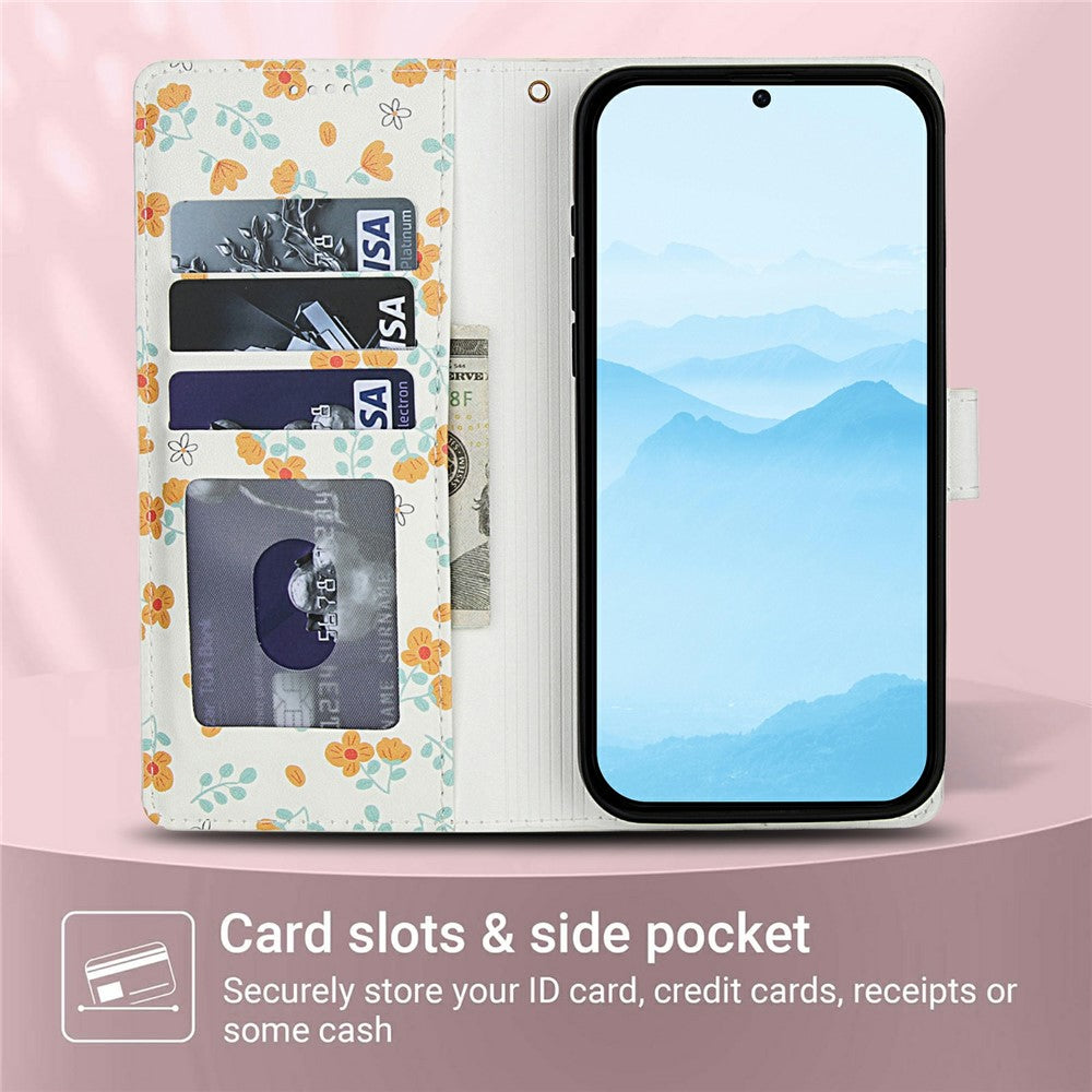 For Xiaomi Poco M8 Pro 5G / Redmi Note 15 Pro+ 5G (Global) Wallet Case Rhombic Floral Design Leather Flip Phone Cover with Strap - A3