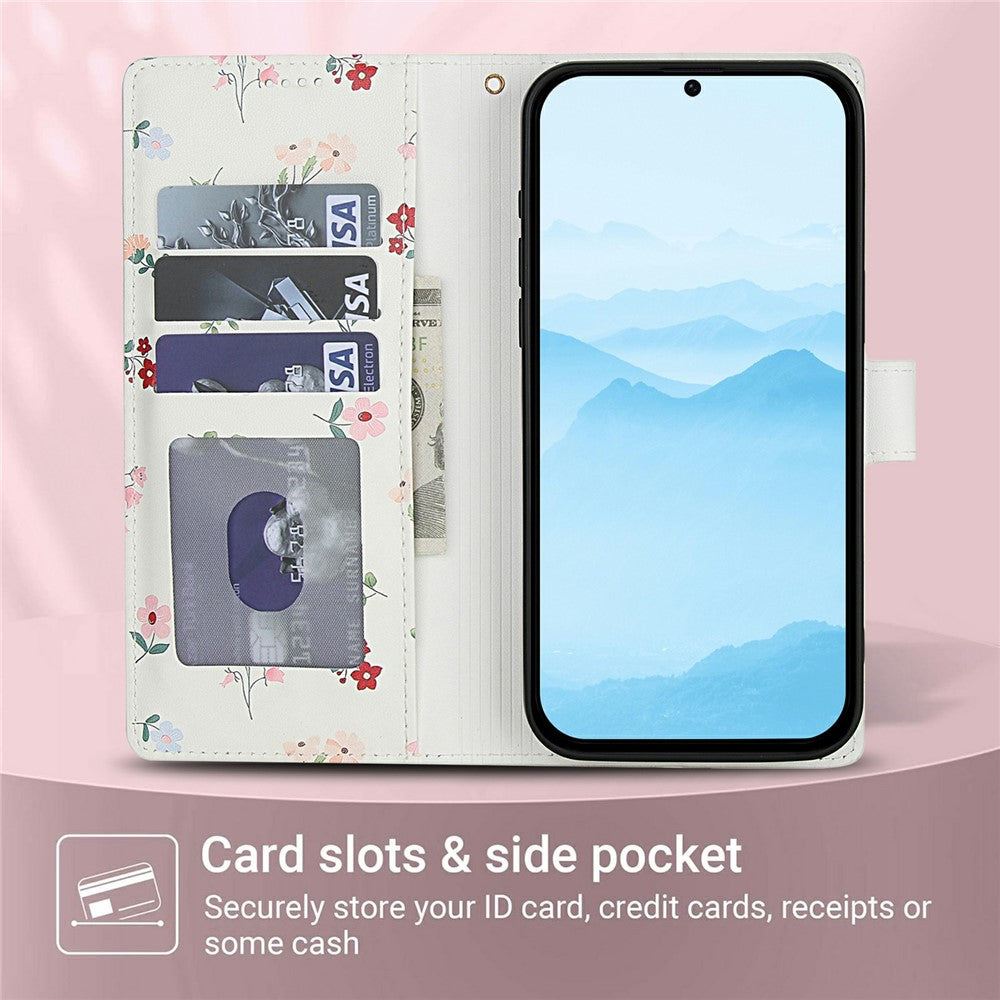 For Xiaomi Poco M8 Pro 5G / Redmi Note 15 Pro+ 5G (Global) Wallet Case Rhombic Floral Design Leather Flip Phone Cover with Strap - A1
