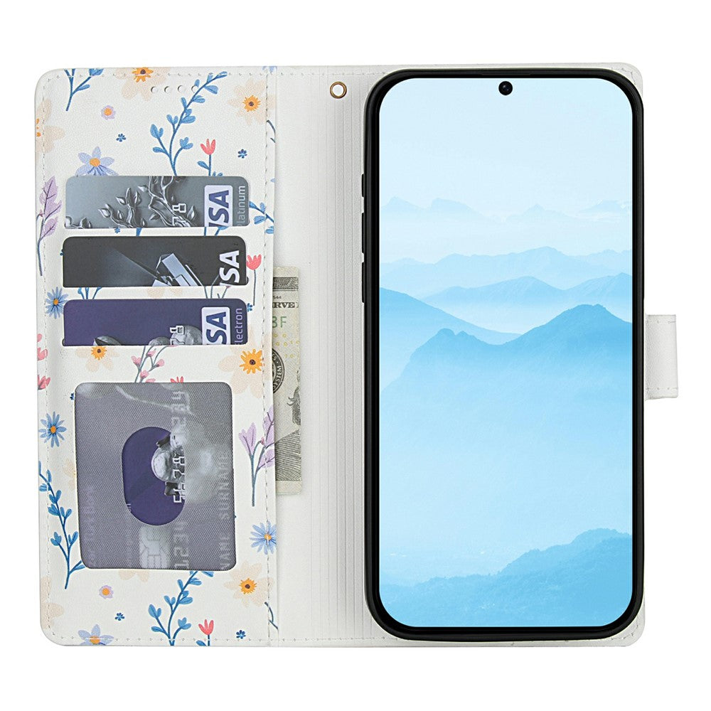 For Xiaomi Poco M8 5G / Redmi Note 15 5G (Global) / 15 4G (Global) Wallet Case Rhombic Floral Design Leather Flip Phone Cover with Strap - A2