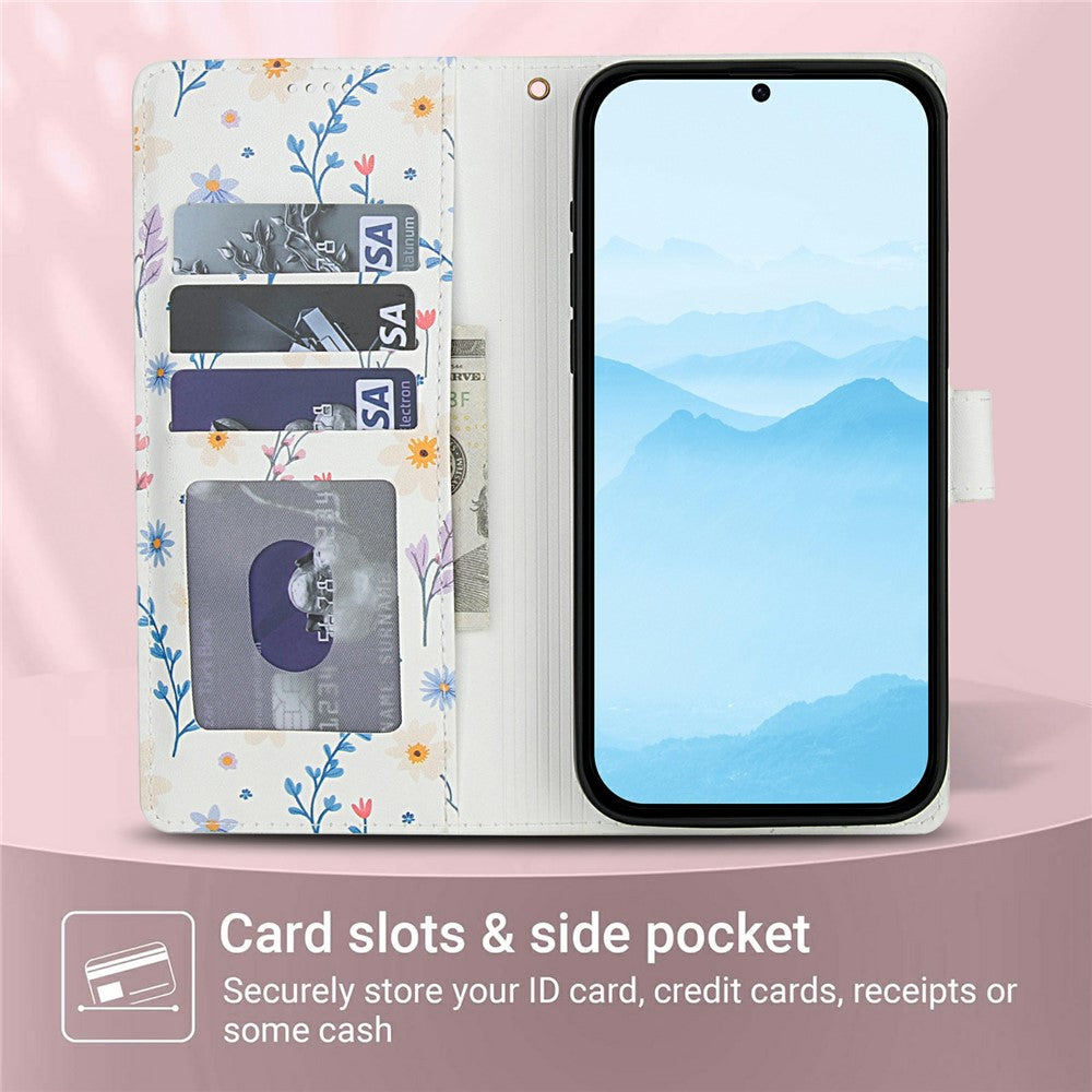 For Xiaomi Poco M8 5G / Redmi Note 15 5G (Global) / 15 4G (Global) Wallet Case Rhombic Floral Design Leather Flip Phone Cover with Strap - A2