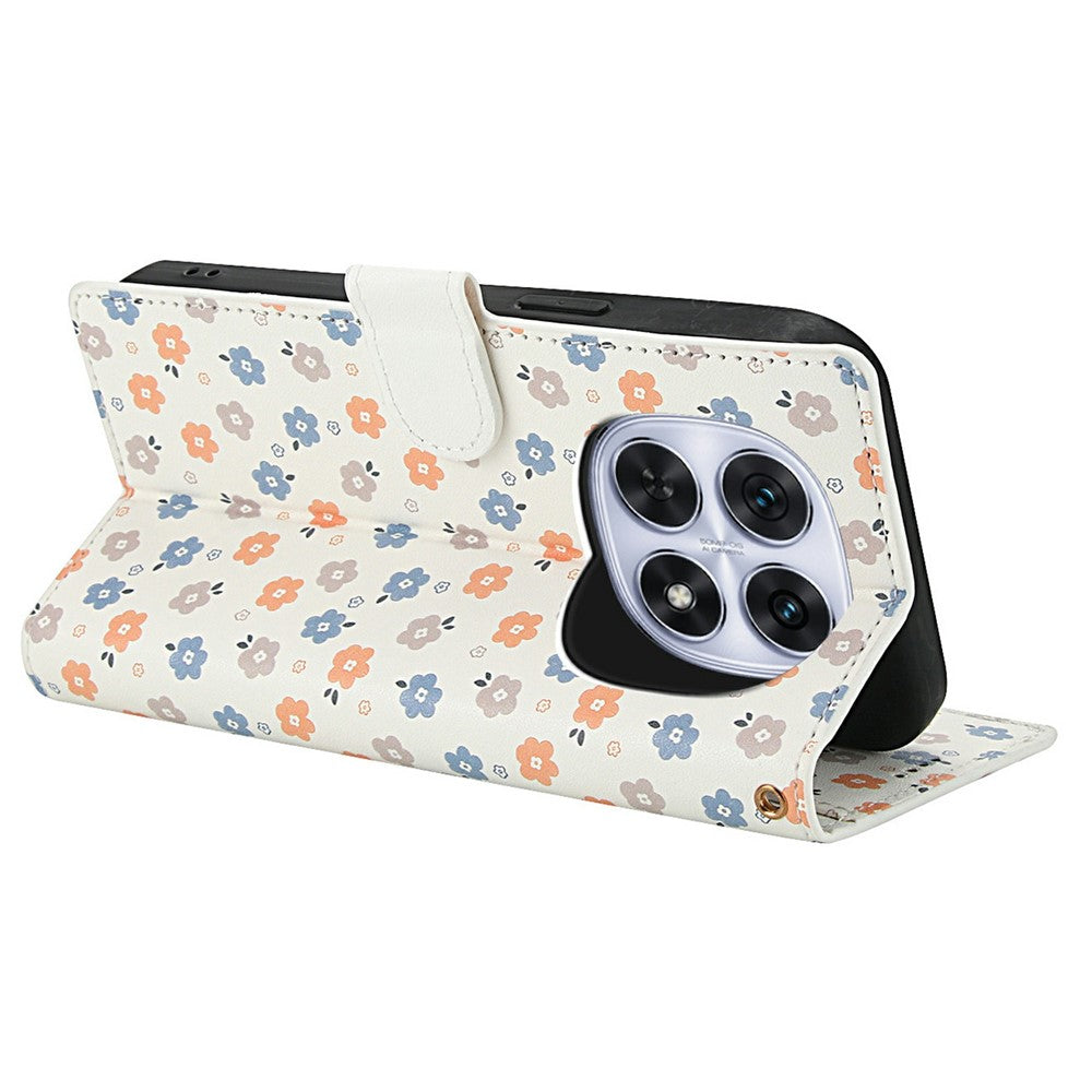 For Xiaomi Poco M8 5G / Redmi Note 15 5G (Global) / 15 4G (Global) Wallet Case Rhombic Floral Design Leather Flip Phone Cover with Strap - A4