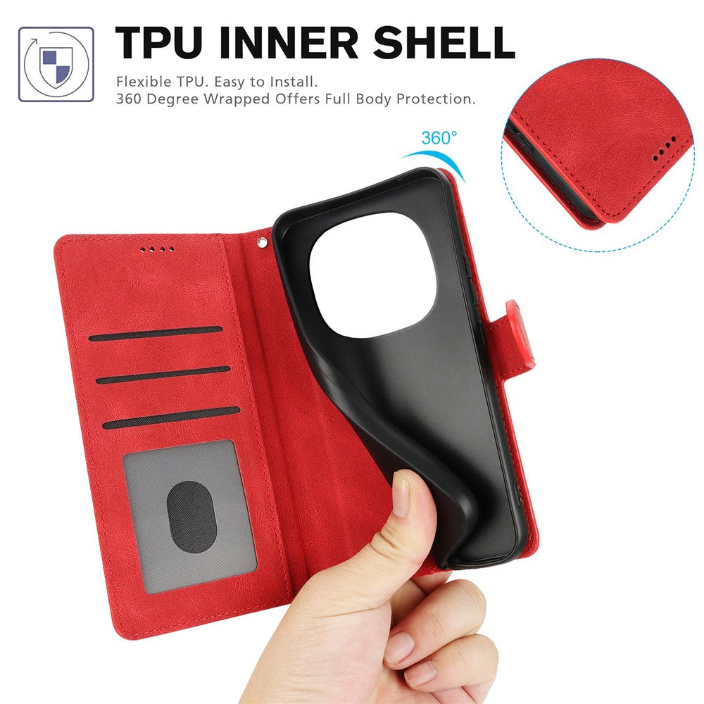For Xiaomi Poco M8 Pro 5G / Redmi Note 15 Pro+ 5G (Global) Case PU Leather Phone Cover with Wallet Stand - Red