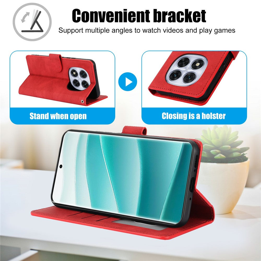 For Xiaomi Poco M8 Pro 5G / Redmi Note 15 Pro+ 5G (Global) Case PU Leather Phone Cover with Wallet Stand - Red