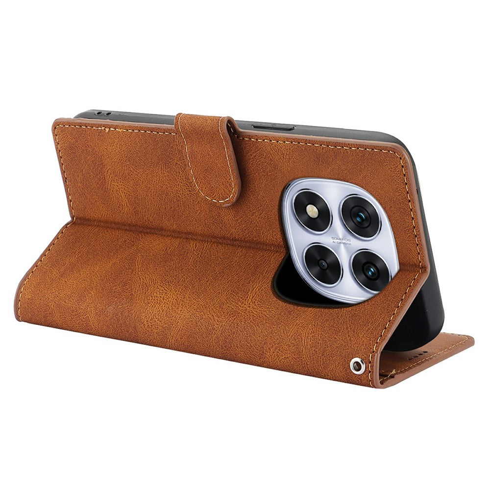 For Xiaomi Poco M8 5G / Redmi Note 15 5G (Global) / 15 4G (Global) Case PU Leather Phone Cover with Wallet Stand - Brown