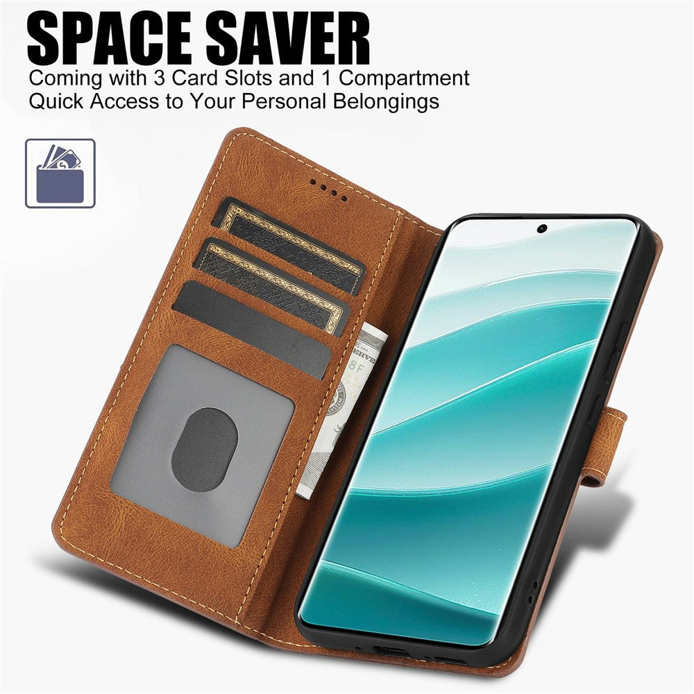 For Xiaomi Poco M8 5G / Redmi Note 15 5G (Global) / 15 4G (Global) Case PU Leather Phone Cover with Wallet Stand - Brown