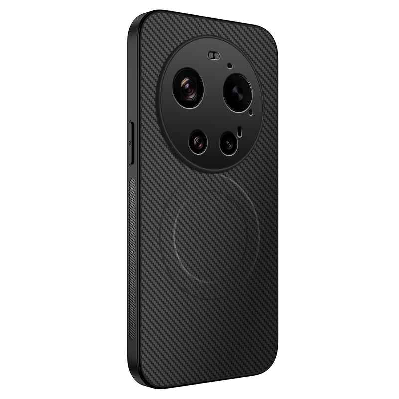 For Xiaomi 17 Ultra 5G Magnetic Case WANLONFENG TQ Series Carbon Fiber Texture PC TPU Phone Cover - Black