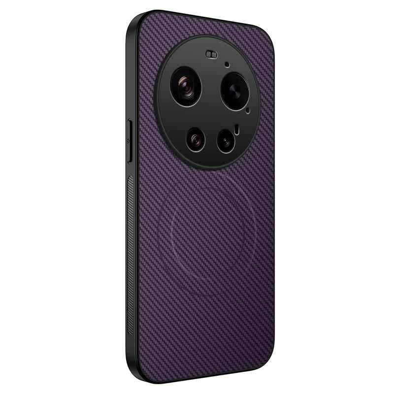 For Xiaomi 17 Ultra 5G Magnetic Case WANLONFENG TQ Series Carbon Fiber Texture PC TPU Phone Cover - Purple
