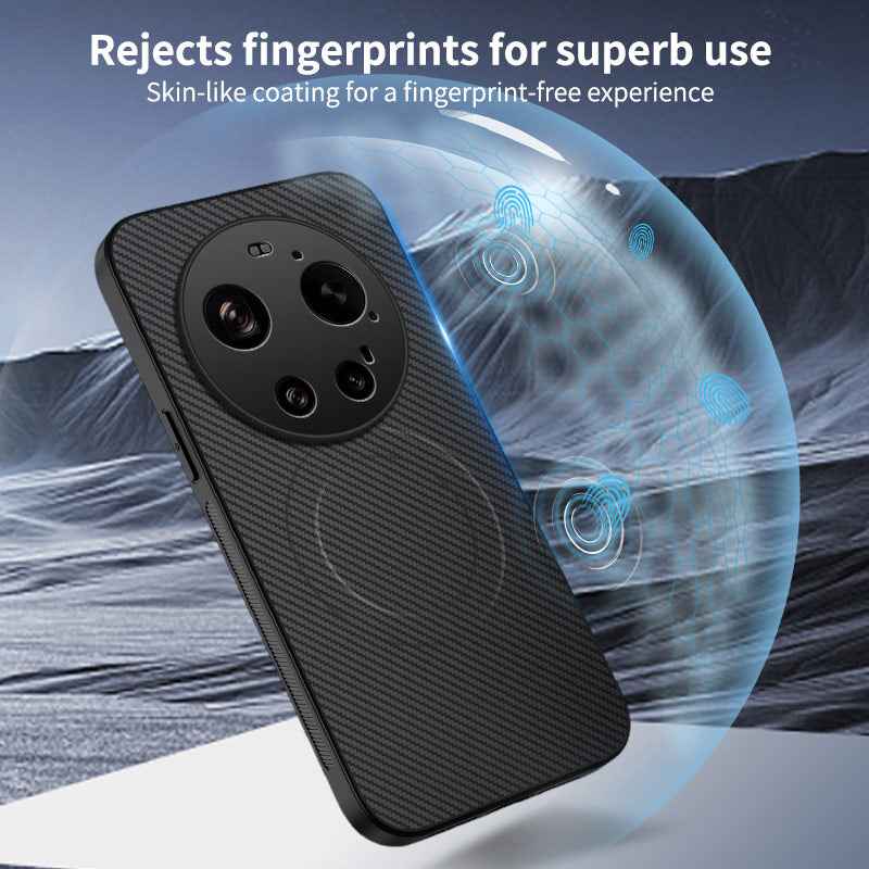 For Xiaomi 17 Ultra 5G Magnetic Case WANLONFENG TQ1 Series Carbon Fiber Texture PC TPU Phone Cover with 2Pcs Screen Films - Sapphire