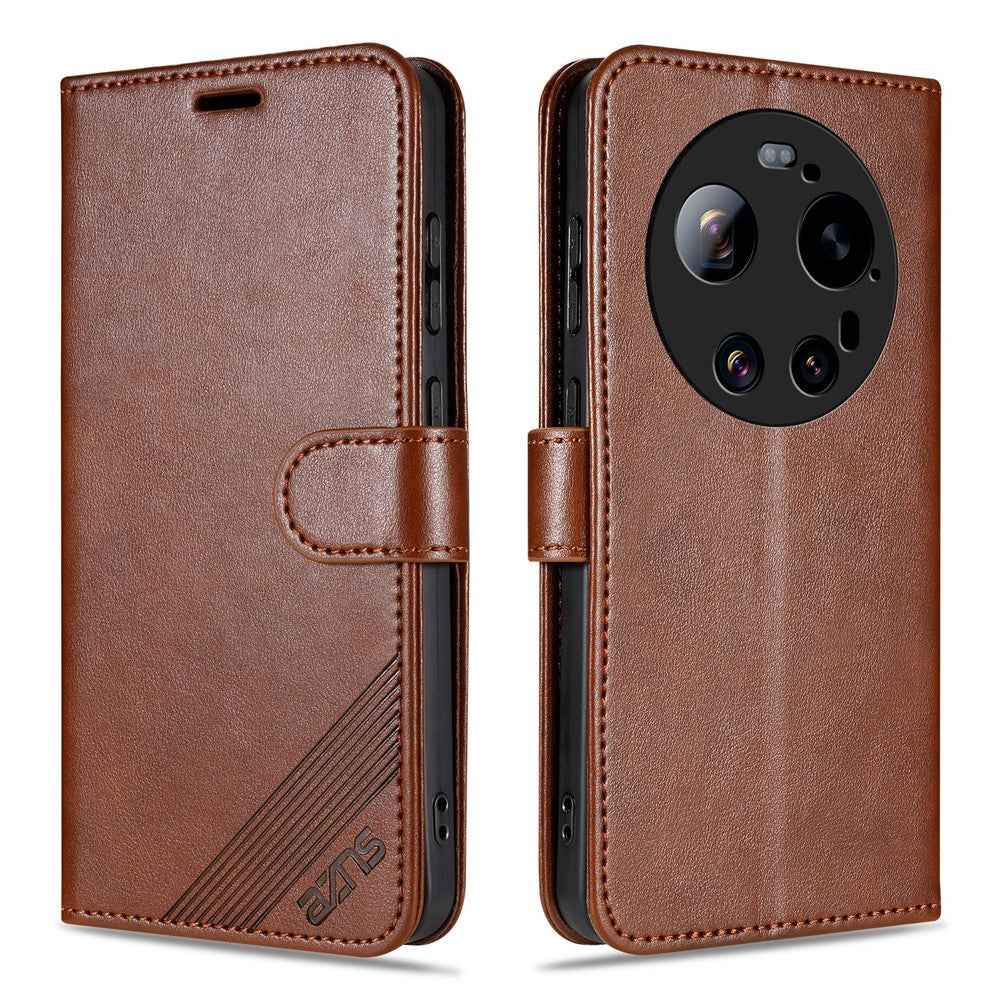 AZNS For Xiaomi 17 Ultra 5G Case Anti-Scratch PU Leather Stand Wallet Phone Cover - Brown