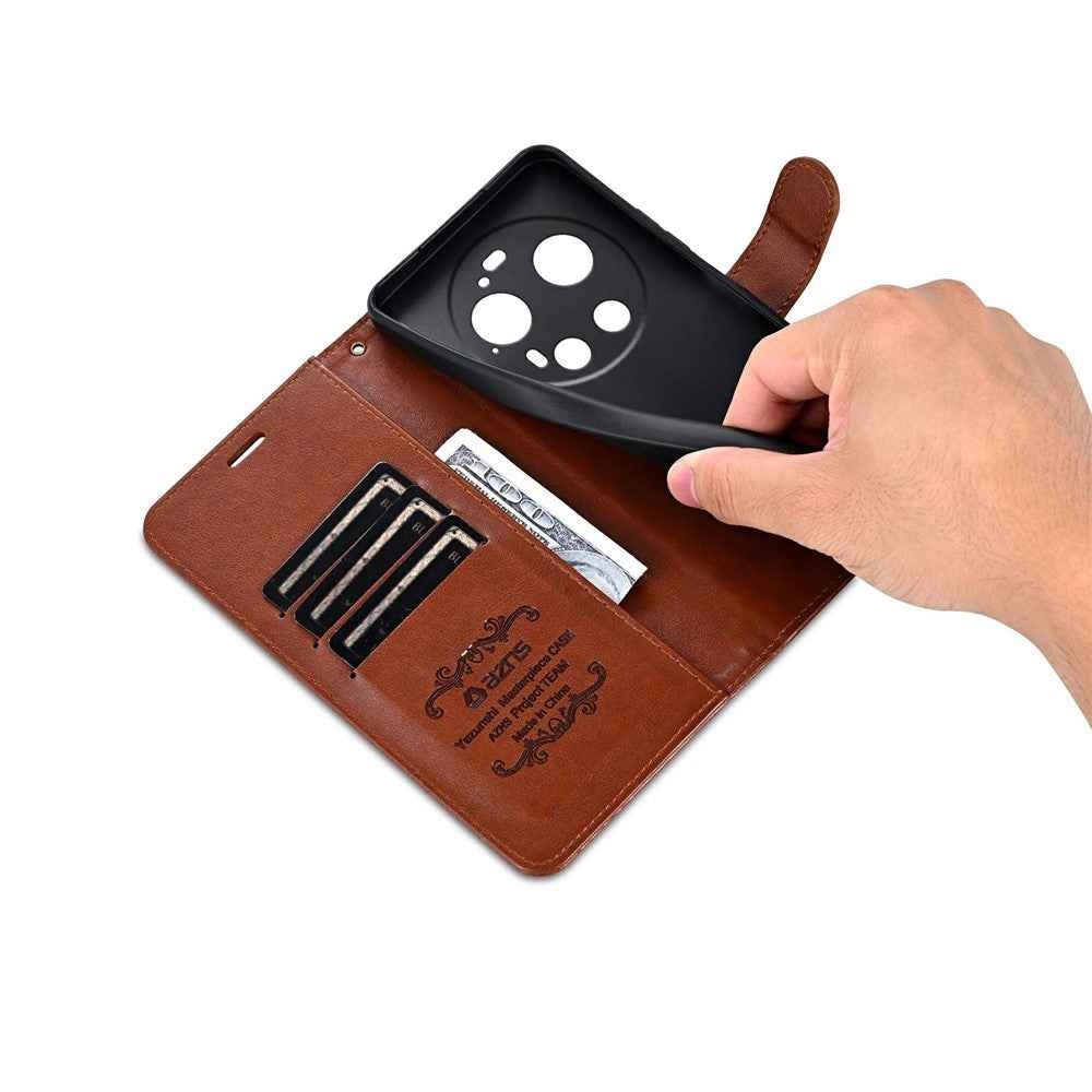 AZNS For Xiaomi 17 Ultra 5G Case Anti-Scratch PU Leather Stand Wallet Phone Cover - Brown