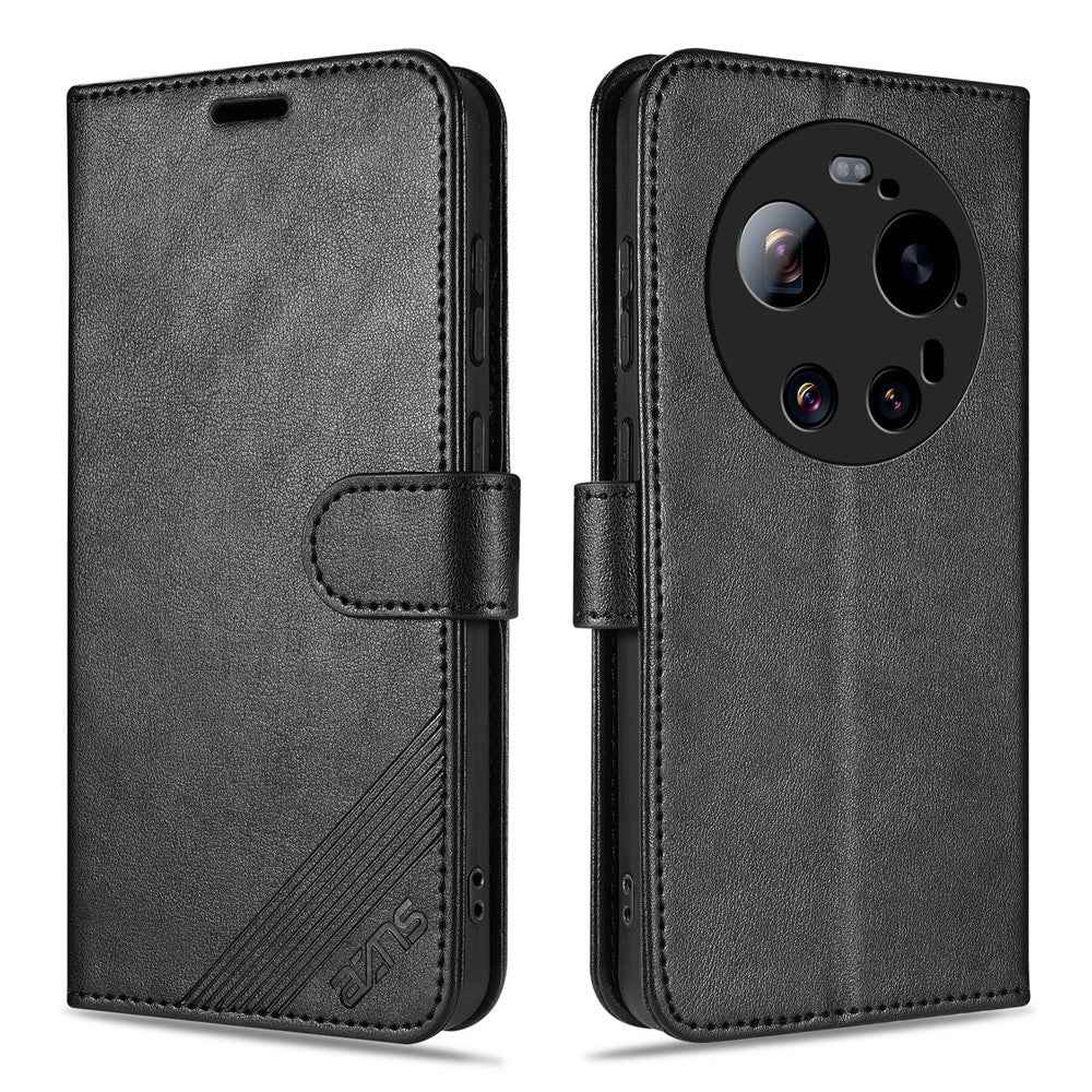 AZNS For Xiaomi 17 Ultra 5G Case Anti-Scratch PU Leather Stand Wallet Phone Cover - Black