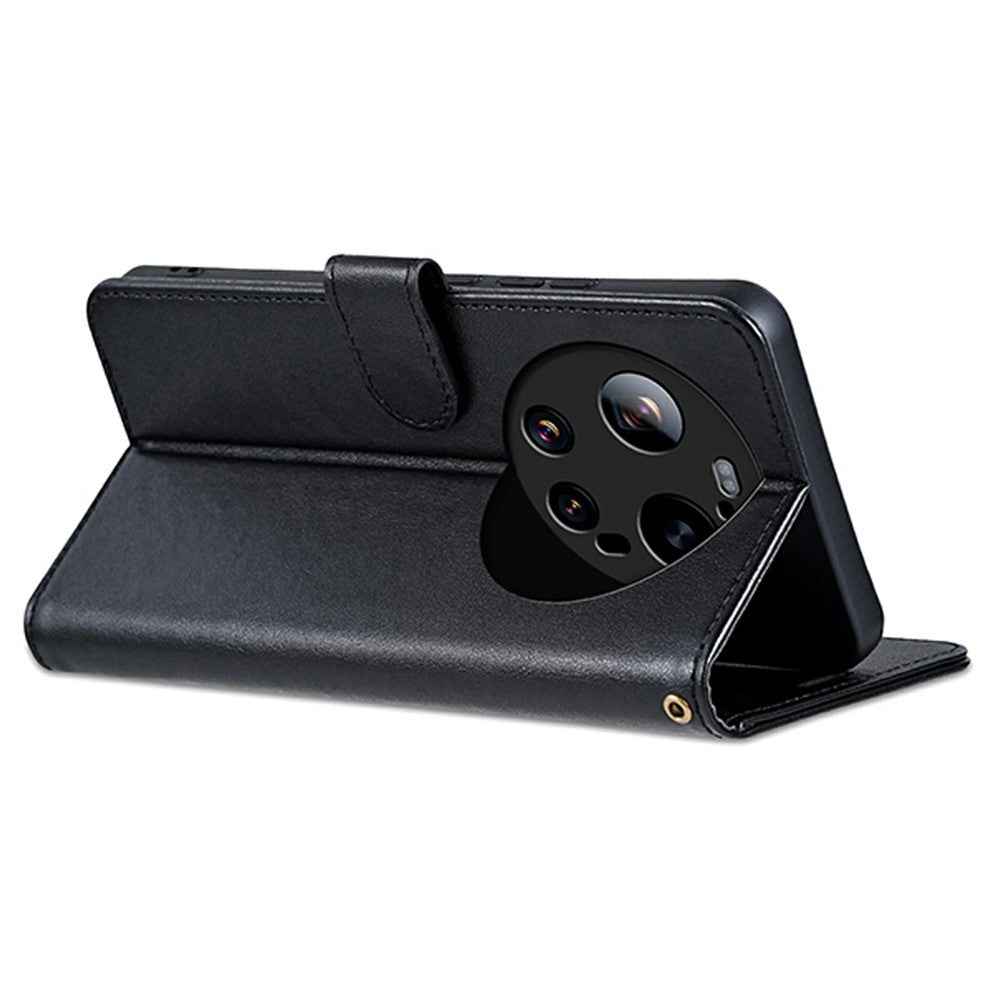 AZNS For Xiaomi 17 Ultra 5G Case Anti-Scratch PU Leather Stand Wallet Phone Cover - Black