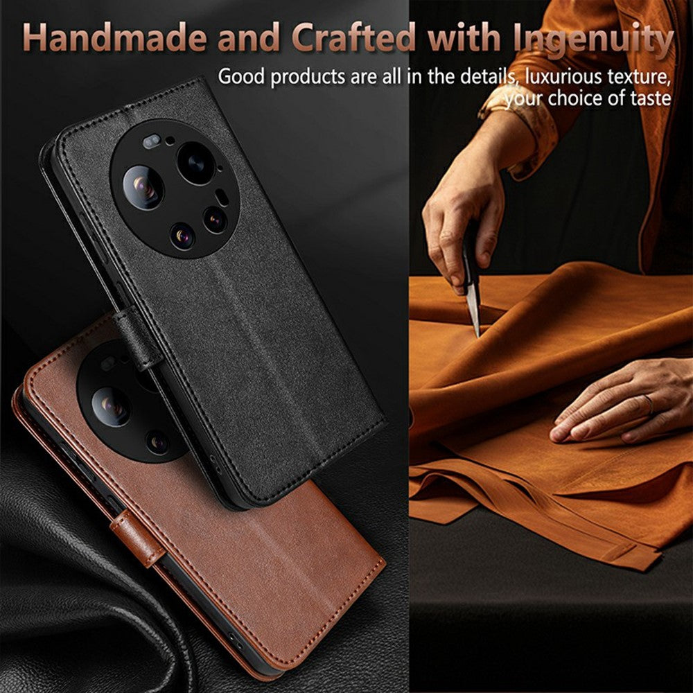 AZNS For Xiaomi 17 Ultra 5G Case Anti-Scratch PU Leather Stand Wallet Phone Cover - Black