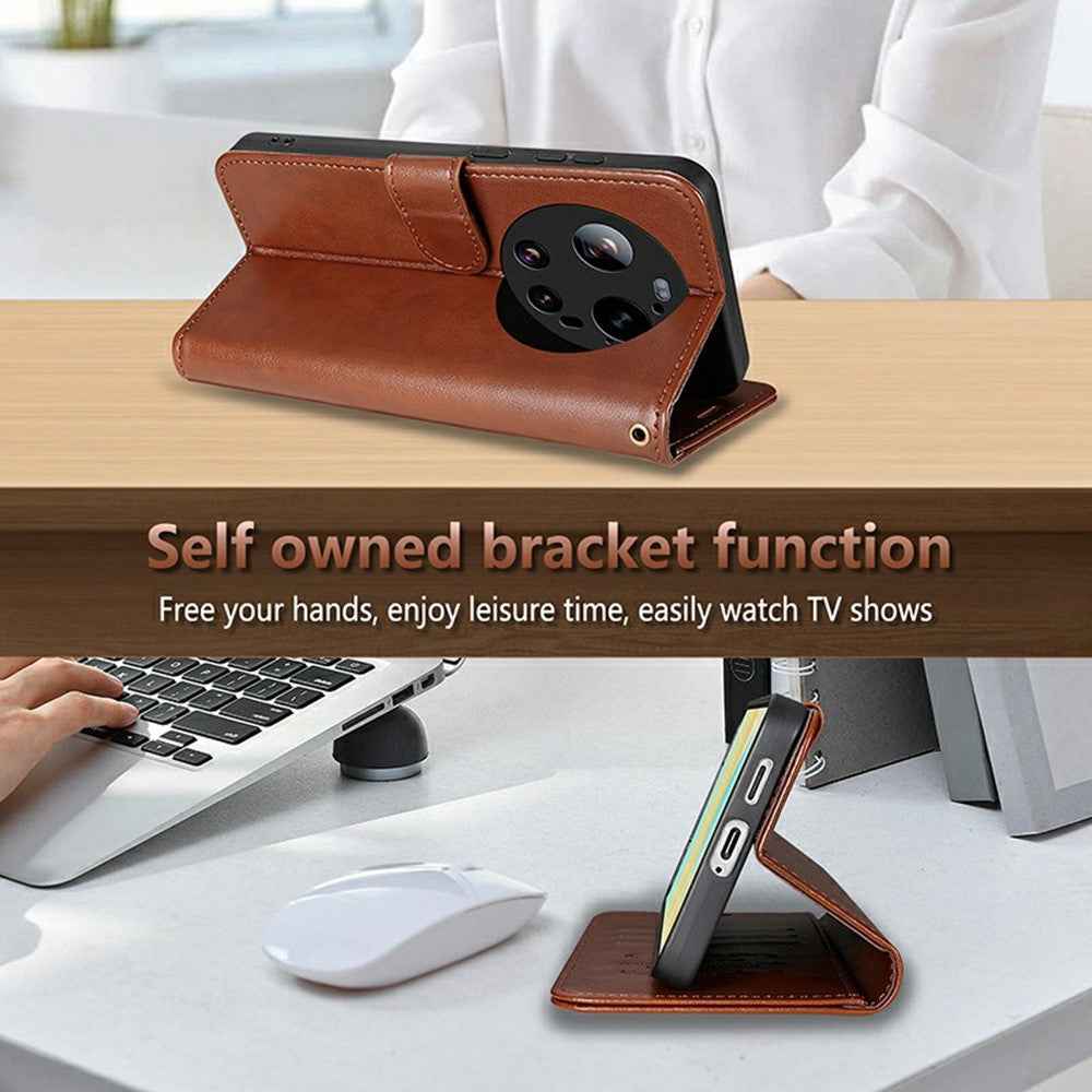 AZNS For Xiaomi 17 Ultra 5G Case Anti-Scratch PU Leather Stand Wallet Phone Cover - Black