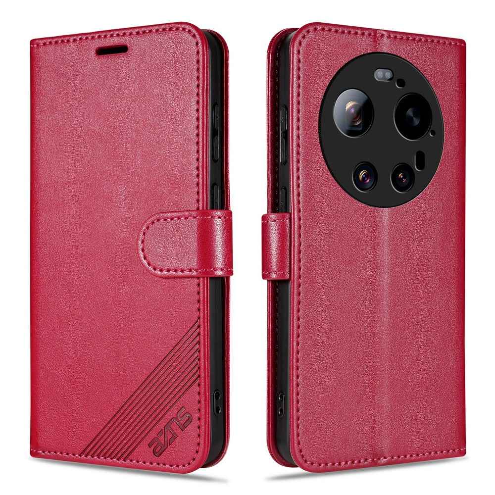 AZNS For Xiaomi 17 Ultra 5G Case Anti-Scratch PU Leather Stand Wallet Phone Cover - Red