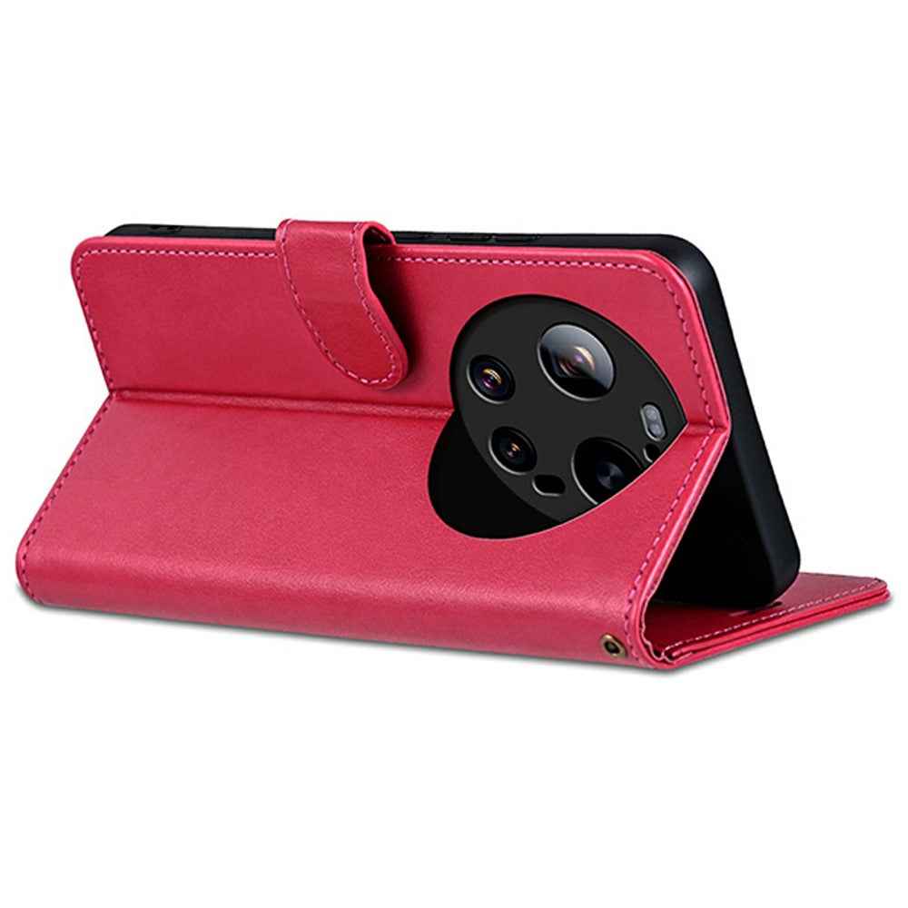 AZNS For Xiaomi 17 Ultra 5G Case Anti-Scratch PU Leather Stand Wallet Phone Cover - Red