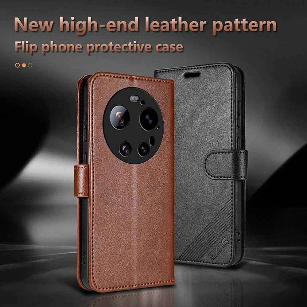AZNS For Xiaomi 17 Ultra 5G Case Anti-Scratch PU Leather Stand Wallet Phone Cover - Red