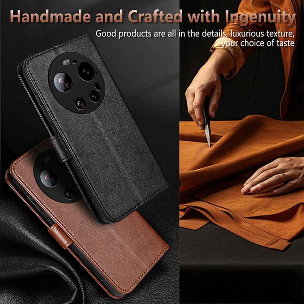 AZNS For Xiaomi 17 Ultra 5G Case Anti-Scratch PU Leather Stand Wallet Phone Cover - Red