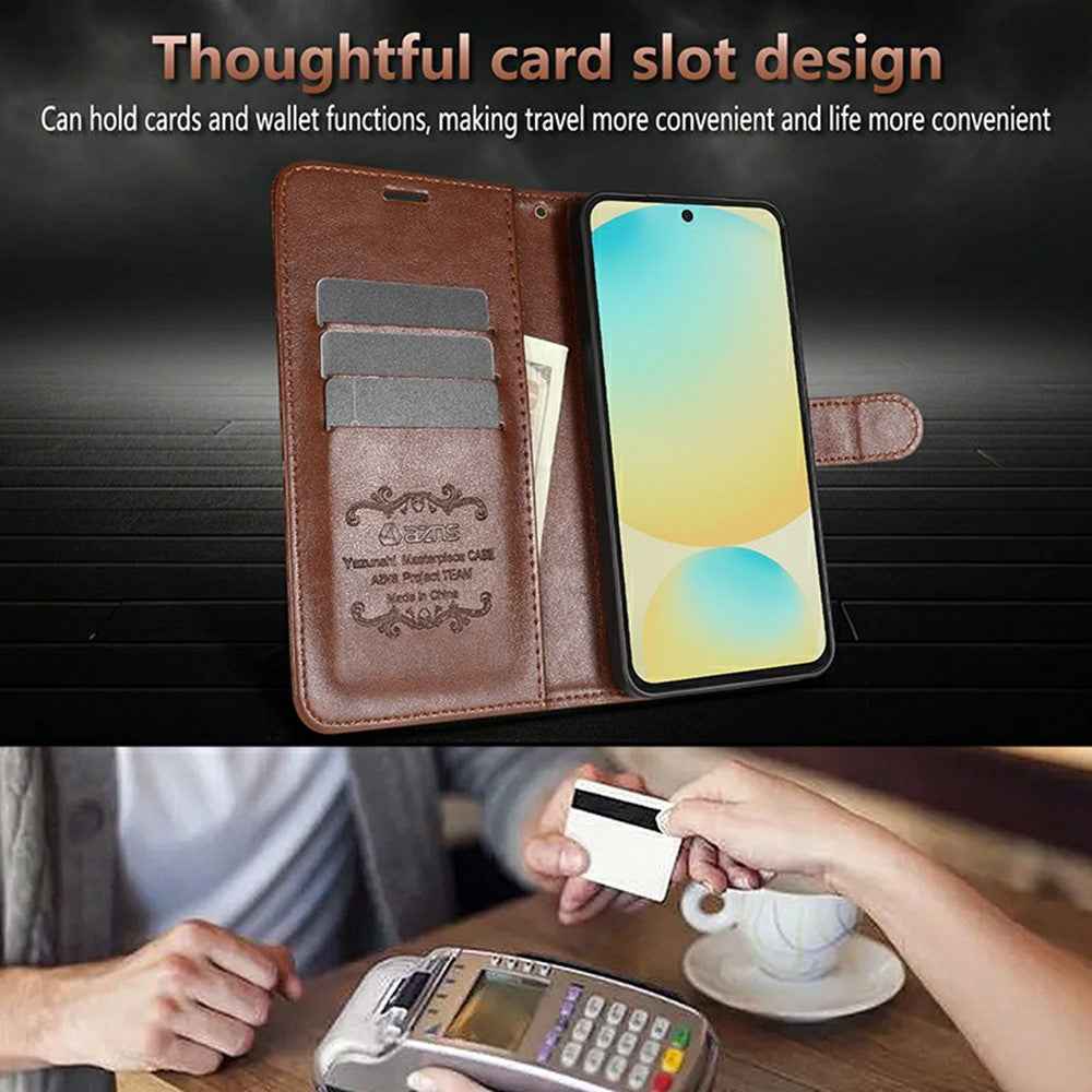 AZNS For Xiaomi 17 Ultra 5G Case Anti-Scratch PU Leather Stand Wallet Phone Cover - Red