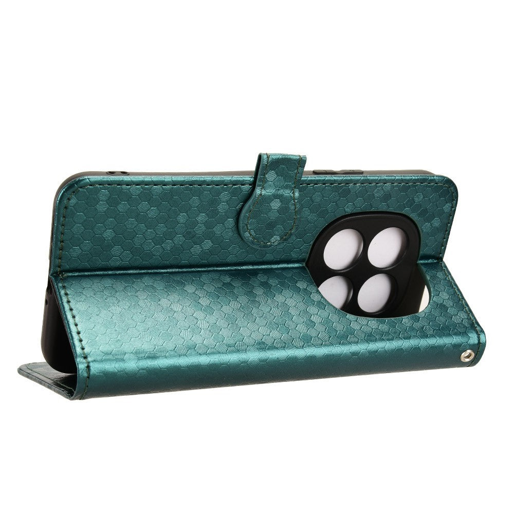 For Xiaomi Redmi Note 15 4G (Global) Wallet Case Dot Pattern Imprint PU Leather Phone Cover with Wrist Strap - Green