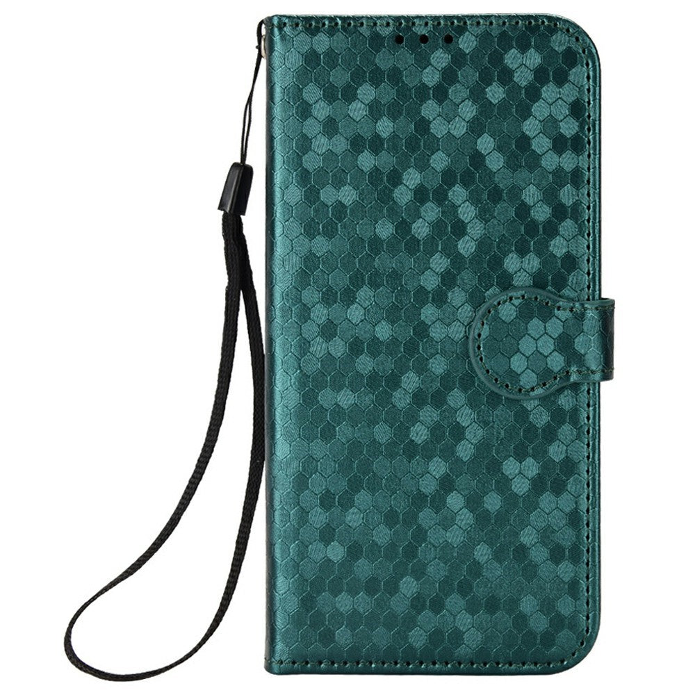 For Xiaomi Redmi Note 15 4G (Global) Wallet Case Dot Pattern Imprint PU Leather Phone Cover with Wrist Strap - Green