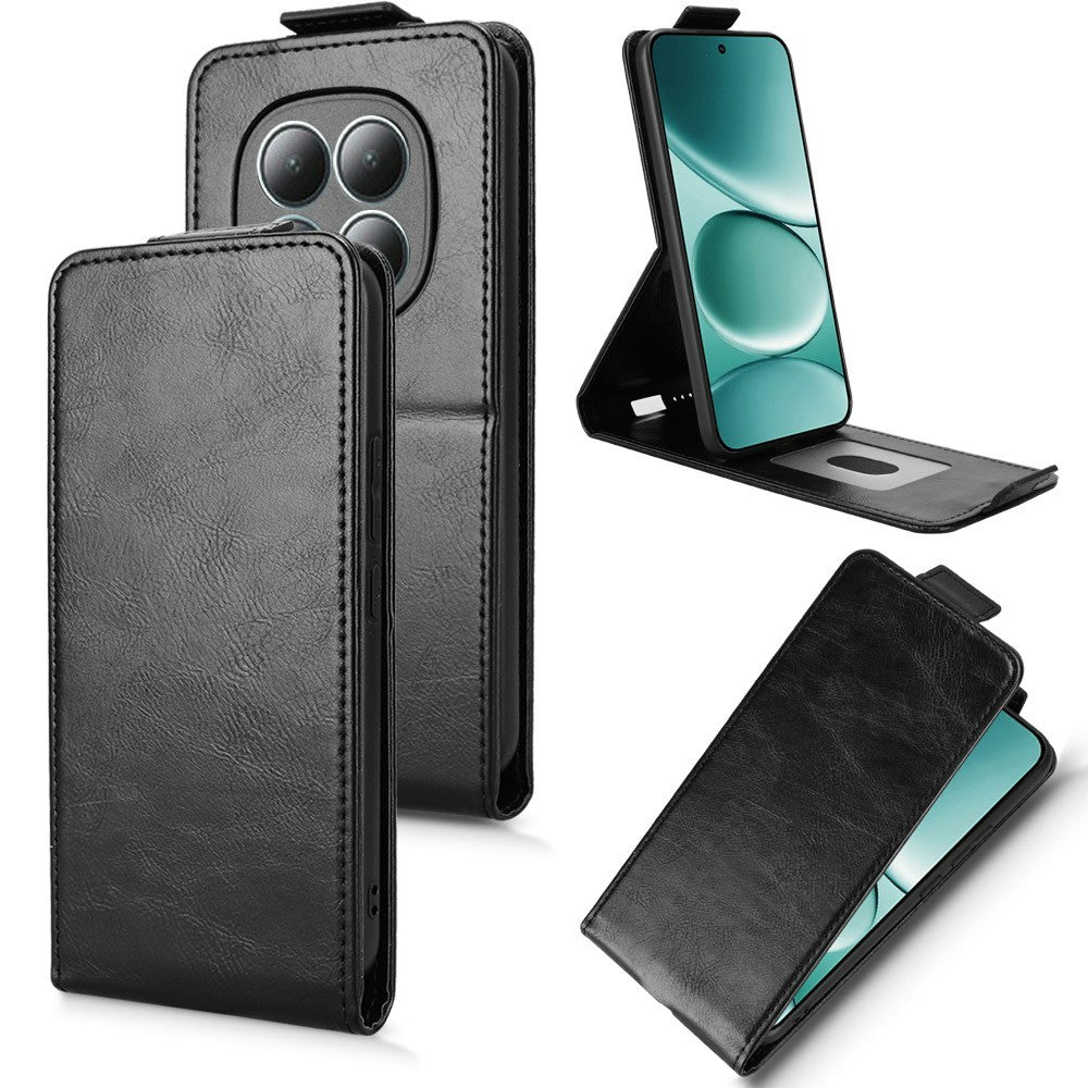 For Xiaomi Redmi Note 15 4G (Global) Stand Case Magnetic Clasp Vertical Flip Leather Phone Cover with Card Holder - Black