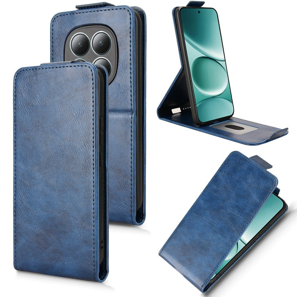 For Xiaomi Redmi Note 15 4G (Global) Stand Case Magnetic Clasp Vertical Flip Leather Phone Cover with Card Holder - Dark Blue