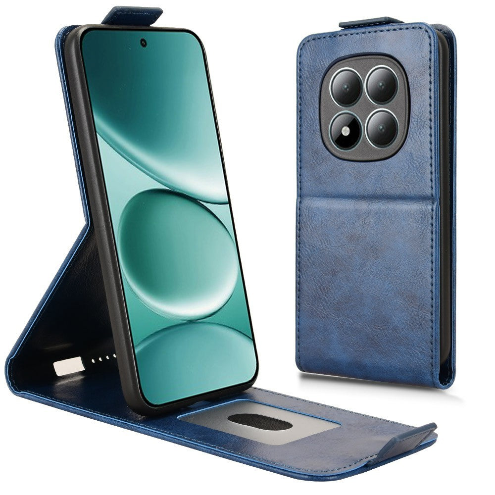 For Xiaomi Redmi Note 15 4G (Global) Stand Case Magnetic Clasp Vertical Flip Leather Phone Cover with Card Holder - Dark Blue