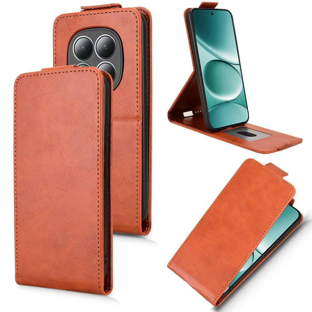 For Xiaomi Redmi Note 15 4G (Global) Stand Case Magnetic Clasp Vertical Flip Leather Phone Cover with Card Holder - Orange