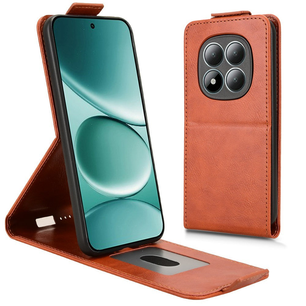 For Xiaomi Redmi Note 15 4G (Global) Stand Case Magnetic Clasp Vertical Flip Leather Phone Cover with Card Holder - Orange