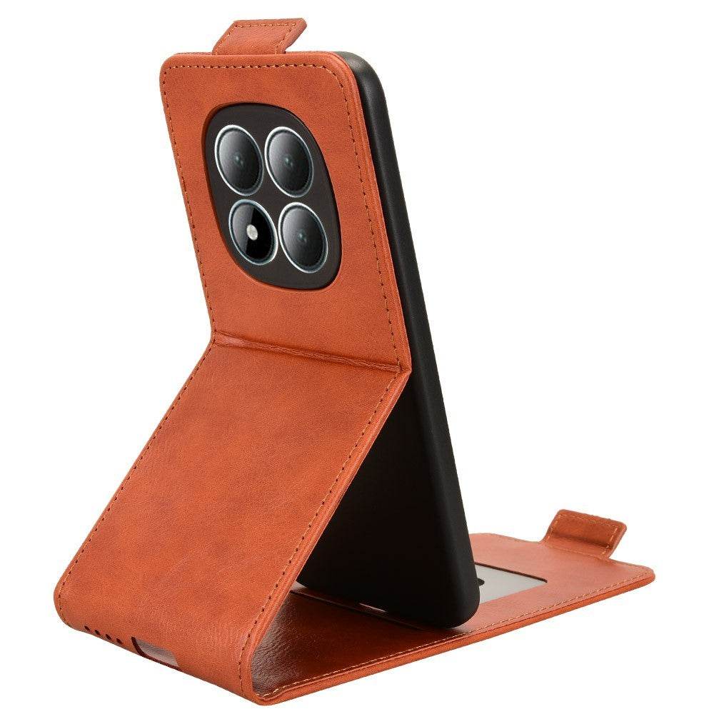 For Xiaomi Redmi Note 15 4G (Global) Stand Case Magnetic Clasp Vertical Flip Leather Phone Cover with Card Holder - Orange