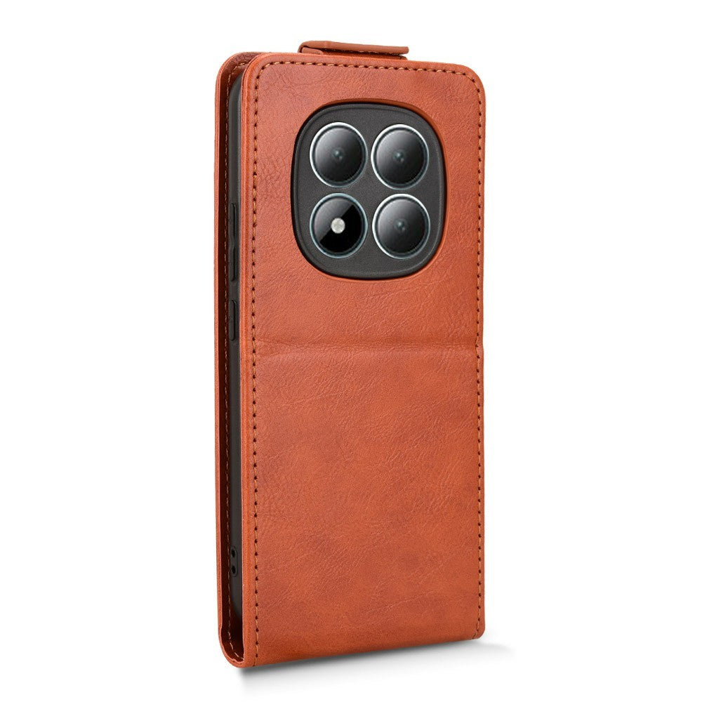 For Xiaomi Redmi Note 15 4G (Global) Stand Case Magnetic Clasp Vertical Flip Leather Phone Cover with Card Holder - Orange