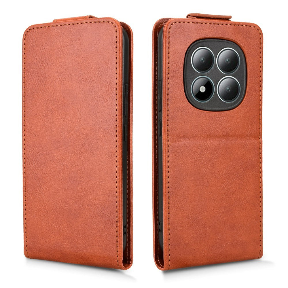 For Xiaomi Redmi Note 15 4G (Global) Stand Case Magnetic Clasp Vertical Flip Leather Phone Cover with Card Holder - Orange