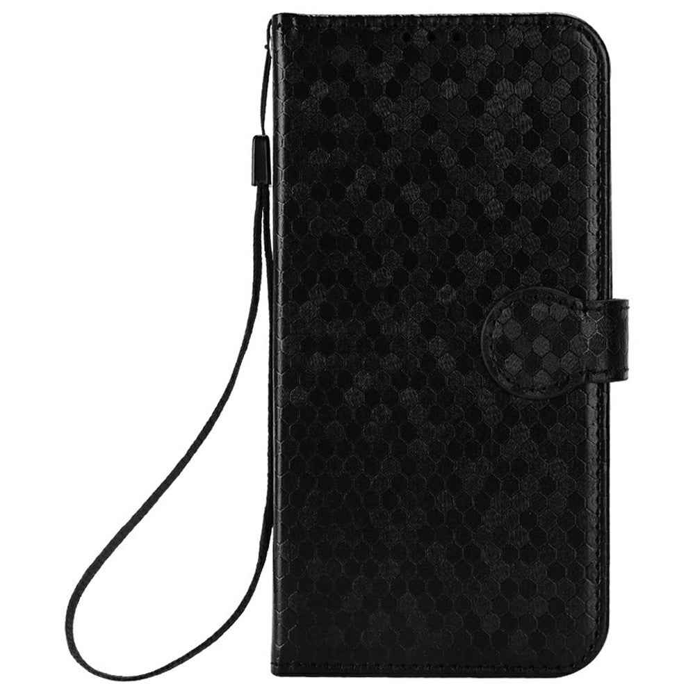 For Xiaomi 17 Ultra 5G Wallet Case Dot Pattern Imprint PU Leather Phone Cover with Wrist Strap - Black