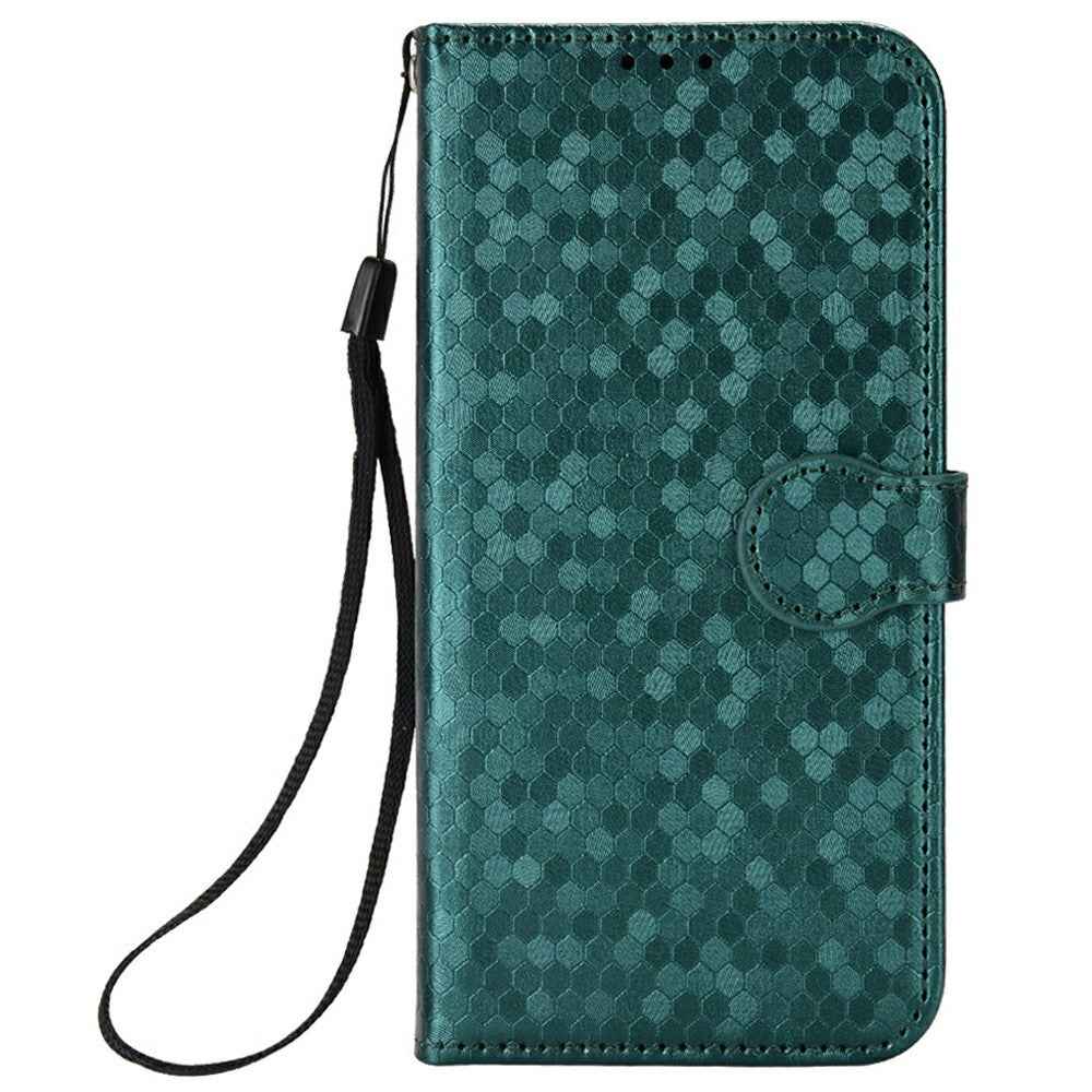 For Xiaomi 17 Ultra 5G Wallet Case Dot Pattern Imprint PU Leather Phone Cover with Wrist Strap - Green
