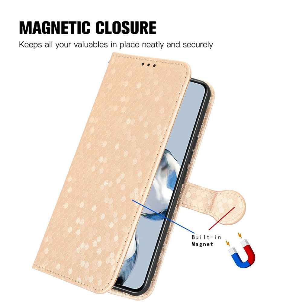For Xiaomi 17 Ultra 5G Wallet Case Dot Pattern Imprint PU Leather Phone Cover with Wrist Strap - Silver