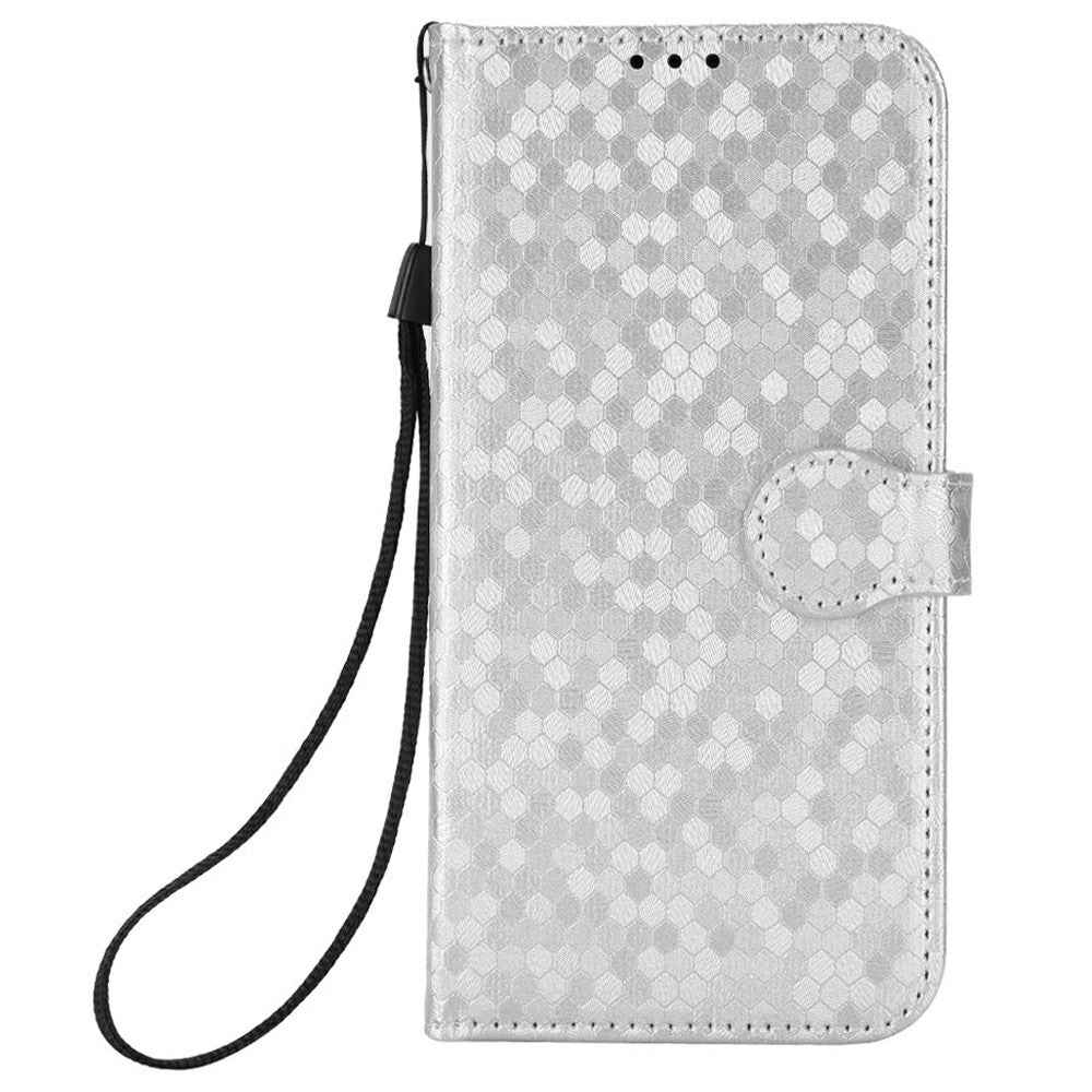 For Xiaomi 17 Ultra 5G Wallet Case Dot Pattern Imprint PU Leather Phone Cover with Wrist Strap - Silver