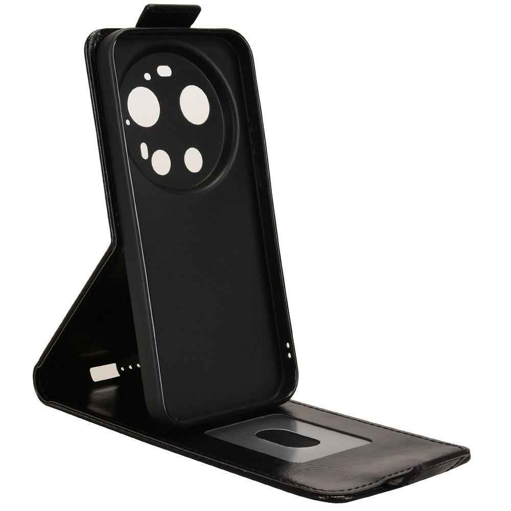 For Xiaomi 17 Ultra 5G Stand Case Magnetic Clasp Vertical Flip Leather Phone Cover with Card Holder - Black