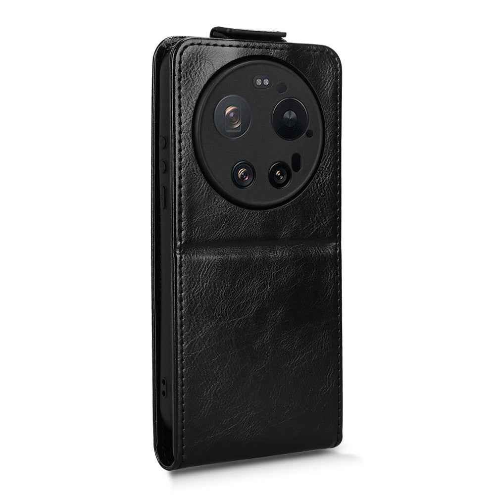 For Xiaomi 17 Ultra 5G Stand Case Magnetic Clasp Vertical Flip Leather Phone Cover with Card Holder - Black