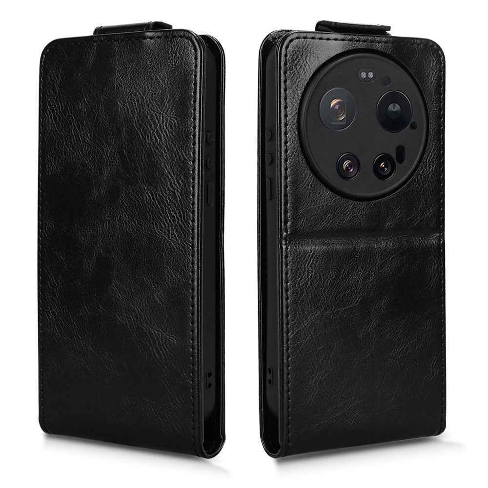 For Xiaomi 17 Ultra 5G Stand Case Magnetic Clasp Vertical Flip Leather Phone Cover with Card Holder - Black