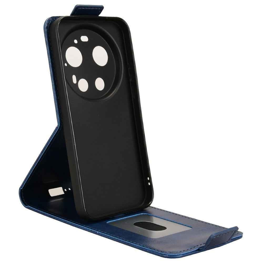 For Xiaomi 17 Ultra 5G Stand Case Magnetic Clasp Vertical Flip Leather Phone Cover with Card Holder - Dark Blue