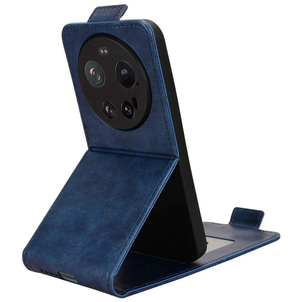 For Xiaomi 17 Ultra 5G Stand Case Magnetic Clasp Vertical Flip Leather Phone Cover with Card Holder - Dark Blue